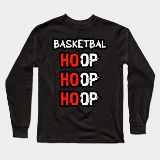 Basketball Ho Ho Ho Hoop Hoop Hoop Red Long Sleeve T-Shirt